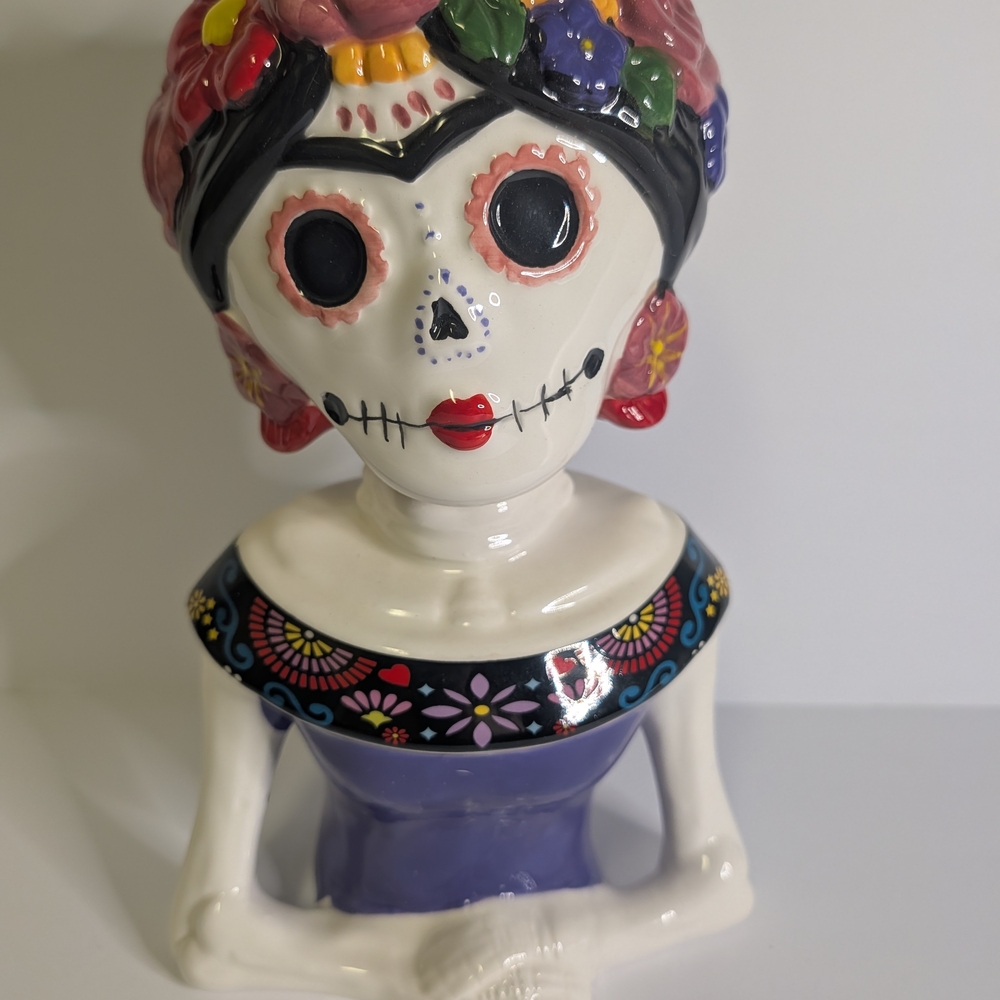 Colorful Day of the Dead Ceramic Figurine